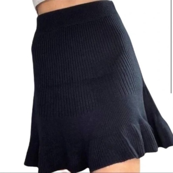 NWT Free People Ribbed Knit Flounce Black Skirt Size Small S - Picture 8 of 10
